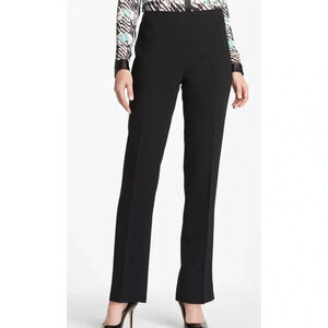 Lafayette 148 New York Black Stretch Wool Flat Front Pleated Straight Pants 6